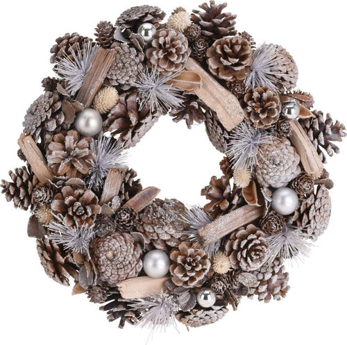 Ghirlanda Natalizia con Pigne color Argento Ø 34 cm retro porta per Interni ed esterni Casa e cucina/Decorazioni per interni/Addobbi e decorazioni per ricorrenze/Decorazioni natalizie/Orpelli e festoni MagiediNatale.it - Altamura, Commerciovirtuoso.it