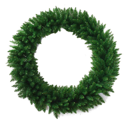 Ghirlanda tonda in PVC effetto aghi di Pino corona natalizia, dietro porta natalizio