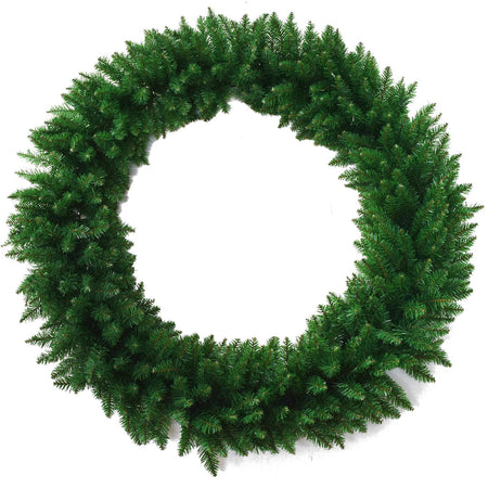 Ghirlanda tonda in PVC effetto aghi di Pino corona natalizia, dietro porta natalizio