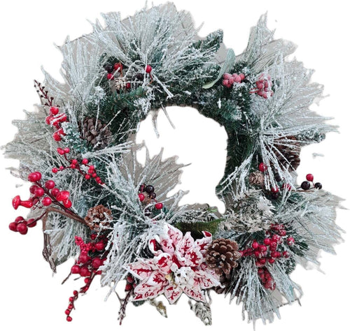 Ghirlanda natalizia innevata appendibile con fiocco per decorazioni natalizie Ø 30 cm Casa e cucina/Decorazioni per interni/Addobbi e decorazioni per ricorrenze/Decorazioni natalizie/Orpelli e festoni MagiediNatale.it - Altamura, Commerciovirtuoso.it