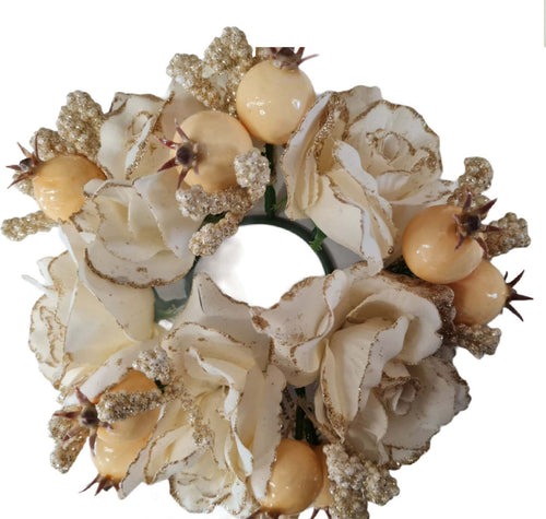 Ghirlanda natalizia porta candela con rose e melograno per interno decorazione di Natale Casa e cucina/Decorazioni per interni/Candele e portacandele/Candele/Candele a colonna MagiediNatale.it - Altamura, Commerciovirtuoso.it