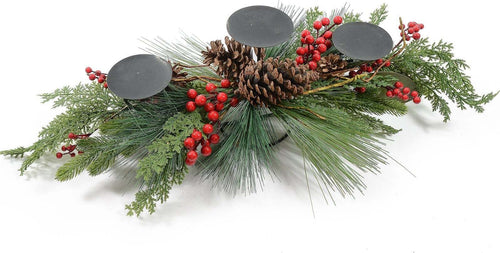 Ghirlanda Natalizia porta candela h 23 cm Arredamento per Tavola e Interni Casa e cucina/Decorazioni per interni/Addobbi e decorazioni per ricorrenze/Decorazioni natalizie/Orpelli e festoni MagiediNatale.it - Altamura, Commerciovirtuoso.it