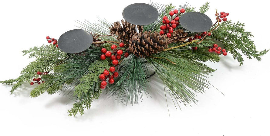 Ghirlanda Natalizia porta candela h 23 cm Arredamento per Tavola e Interni Casa e cucina/Decorazioni per interni/Addobbi e decorazioni per ricorrenze/Decorazioni natalizie/Orpelli e festoni MagiediNatale.it - Altamura, Commerciovirtuoso.it