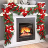 Ghirlanda-Natalizia-Stella-Di-Natale-Fiori-E-Bacche-Decorazioni-Natalizie-180cm
