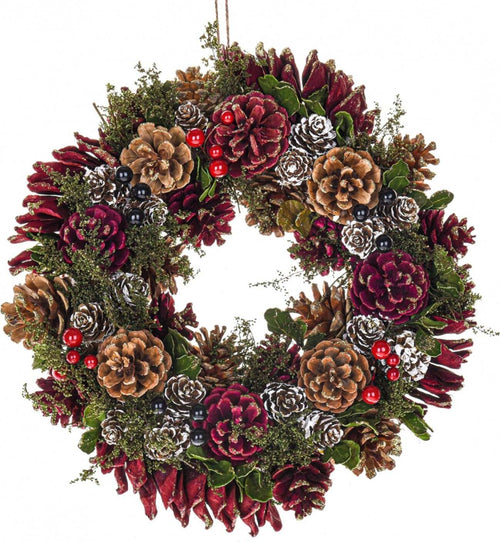 Ghirlanda retro porta natalizia con Pigne colorate, corona Ø 36 cm Casa e cucina/Decorazioni per interni/Addobbi e decorazioni per ricorrenze/Decorazioni natalizie/Orpelli e festoni MagiediNatale.it - Altamura, Commerciovirtuoso.it