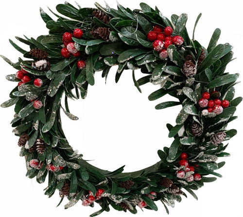 Ghirlanda retro porta natalizio con bacche rosse e pigne da Ø 42 cm Casa e cucina/Decorazioni per interni/Addobbi e decorazioni per ricorrenze/Decorazioni natalizie/Orpelli e festoni MagiediNatale.it - Altamura, Commerciovirtuoso.it