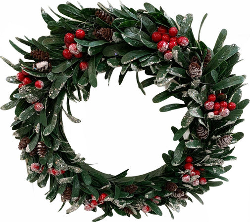 Ghirlanda retro porta natalizio con bacche rosse e pigne da Ø 42 cm Casa e cucina/Decorazioni per interni/Addobbi e decorazioni per ricorrenze/Decorazioni natalizie/Orpelli e festoni MagiediNatale.it - Altamura, Commerciovirtuoso.it