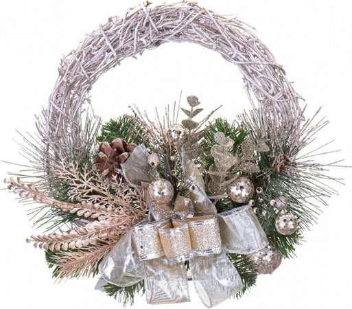 Ghirlanda retro porta natalizio intreccio naturale con pigne e decori Ø 25 cm Casa e cucina/Decorazioni per interni/Addobbi e decorazioni per ricorrenze/Decorazioni natalizie/Orpelli e festoni MagiediNatale.it - Altamura, Commerciovirtuoso.it