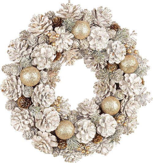 Ghirlanda tonda con Pigne corona natalizia Bianca, dietro porta Casa e cucina/Decorazioni per interni/Addobbi e decorazioni per ricorrenze/Decorazioni natalizie/Orpelli e festoni MagiediNatale.it - Altamura, Commerciovirtuoso.it
