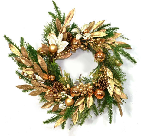 Ghirlanda tonda corona dietro porta con bacche e pigne Oro PE effetto Real Touch Ø 50 cm Casa e cucina/Decorazioni per interni/Addobbi e decorazioni per ricorrenze/Decorazioni natalizie/Orpelli e festoni MagiediNatale.it - Altamura, Commerciovirtuoso.it