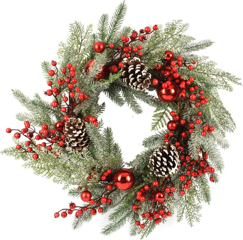 Ghirlanda tonda corona dietro porta con bacche e pigne PE effetto Real Touch Ø 60 cm Casa e cucina/Decorazioni per interni/Addobbi e decorazioni per ricorrenze/Decorazioni natalizie/Orpelli e festoni MagiediNatale.it - Altamura, Commerciovirtuoso.it