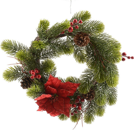 Ghirlanda tonda corona dietro porta con pigne e bacche Ø 40cm Casa e cucina/Decorazioni per interni/Addobbi e decorazioni per ricorrenze/Decorazioni natalizie/Orpelli e festoni MagiediNatale.it - Altamura, Commerciovirtuoso.it