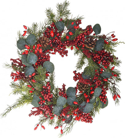 Ghirlanda tonda corona dietro porta con pigne e bacche in PE effetto Real Touch Ø 50 cm Casa e cucina/Decorazioni per interni/Addobbi e decorazioni per ricorrenze/Decorazioni natalizie/Orpelli e festoni MagiediNatale.it - Altamura, Commerciovirtuoso.it