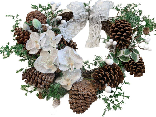 Ghirlanda tonda corona dietro porta decorata con Pigne e Fiocco Ø 30 cm Casa e cucina/Decorazioni per interni/Addobbi e decorazioni per ricorrenze/Decorazioni natalizie/Orpelli e festoni MagiediNatale.it - Altamura, Commerciovirtuoso.it