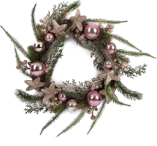 Ghirlanda tonda corona dietro porta innevata con bacche e palline rosa Ø 45 cm Casa e cucina/Decorazioni per interni/Addobbi e decorazioni per ricorrenze/Decorazioni natalizie/Orpelli e festoni MagiediNatale.it - Altamura, Commerciovirtuoso.it