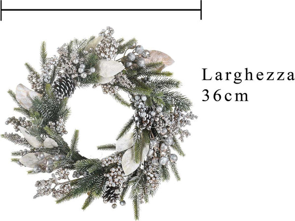 Ghirlanda tonda corona dietro porta innevato con pigne e bacche ø 36 cm Casa e cucina/Decorazioni per interni/Addobbi e decorazioni per ricorrenze/Decorazioni natalizie/Orpelli e festoni MagiediNatale.it - Altamura, Commerciovirtuoso.it