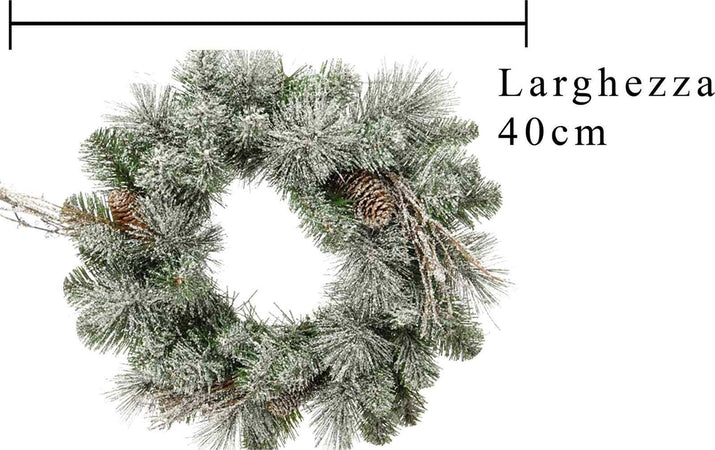 Ghirlanda tonda corona dietro porta innevato con pigne real touch Casa e cucina/Decorazioni per interni/Addobbi e decorazioni per ricorrenze/Decorazioni natalizie/Orpelli e festoni MagiediNatale.it - Altamura, Commerciovirtuoso.it