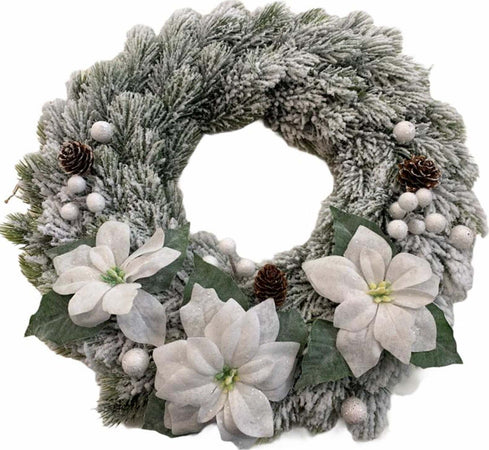 Ghirlanda tonda corona dietro porta innevato in PE effetto Real Touch Ø 35 cm﻿ Casa e cucina/Decorazioni per interni/Addobbi e decorazioni per ricorrenze/Decorazioni natalizie/Orpelli e festoni MagiediNatale.it - Altamura, Commerciovirtuoso.it