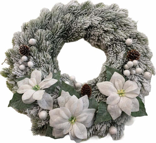 Ghirlanda tonda corona dietro porta innevato in PE effetto Real Touch Ø 35 cm﻿ Casa e cucina/Decorazioni per interni/Addobbi e decorazioni per ricorrenze/Decorazioni natalizie/Orpelli e festoni MagiediNatale.it - Altamura, Commerciovirtuoso.it