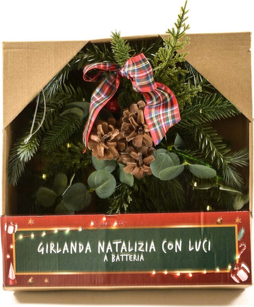 Ghirlanda tonda natalizia color Verde con luci, dietro porta da 40 cm Casa e cucina/Decorazioni per interni/Addobbi e decorazioni per ricorrenze/Decorazioni natalizie/Orpelli e festoni MagiediNatale.it - Altamura, Commerciovirtuoso.it