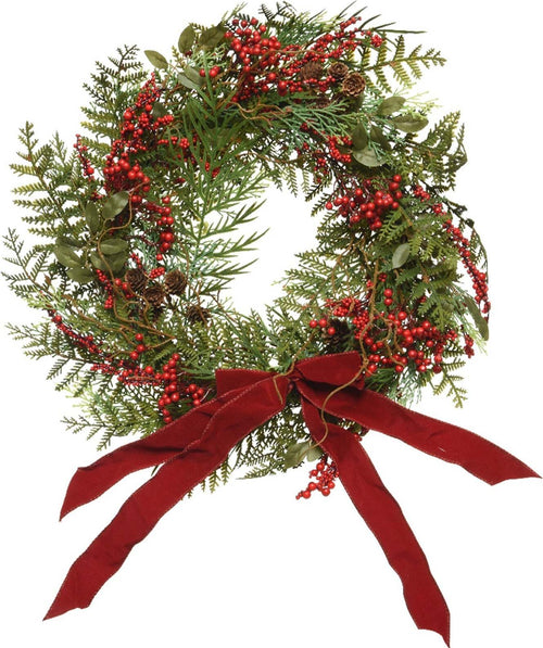 Ghirlanda tonda natalizia con bacche e fiocco color Rosso, dietro porta da 50 cm Casa e cucina/Decorazioni per interni/Addobbi e decorazioni per ricorrenze/Decorazioni natalizie/Orpelli e festoni MagiediNatale.it - Altamura, Commerciovirtuoso.it