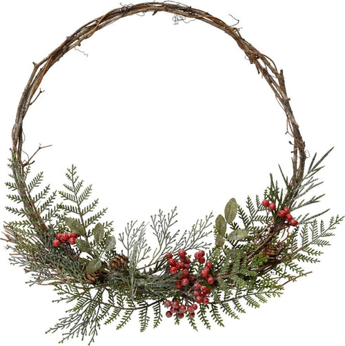 Ghirlanda tonda natalizia con bacche rosse dietro porta 45 cm Casa e cucina/Decorazioni per interni/Addobbi e decorazioni per ricorrenze/Decorazioni natalizie/Orpelli e festoni MagiediNatale.it - Altamura, Commerciovirtuoso.it