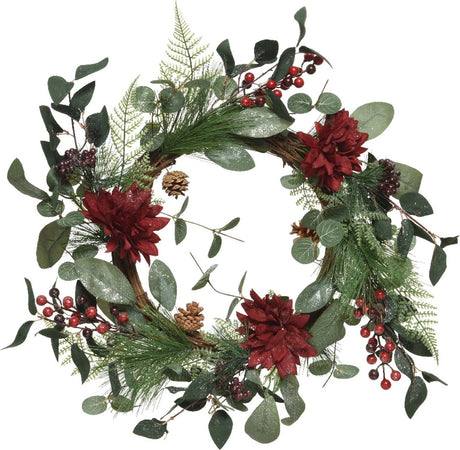 Ghirlanda tonda natalizia con fiori color Rosso, dietro porta da 40 cm Casa e cucina/Decorazioni per interni/Addobbi e decorazioni per ricorrenze/Decorazioni natalizie/Orpelli e festoni MagiediNatale.it - Altamura, Commerciovirtuoso.it
