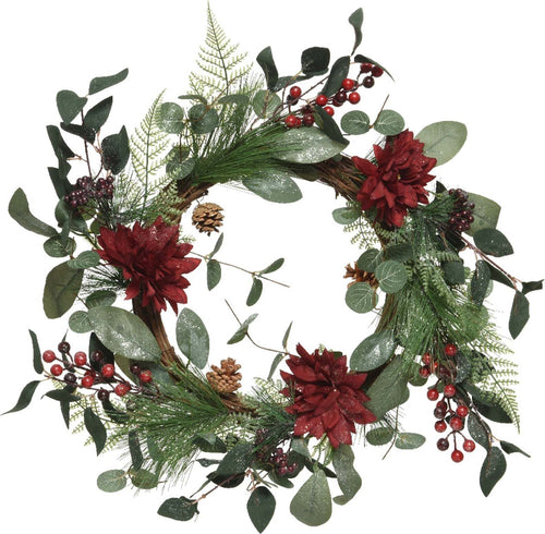 Ghirlanda tonda natalizia con fiori color Rosso, dietro porta da 40 cm Casa e cucina/Decorazioni per interni/Addobbi e decorazioni per ricorrenze/Decorazioni natalizie/Orpelli e festoni MagiediNatale.it - Altamura, Commerciovirtuoso.it