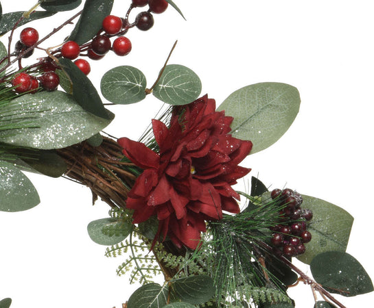 Ghirlanda tonda natalizia con fiori color Rosso, dietro porta da 40 cm Casa e cucina/Decorazioni per interni/Addobbi e decorazioni per ricorrenze/Decorazioni natalizie/Orpelli e festoni MagiediNatale.it - Altamura, Commerciovirtuoso.it