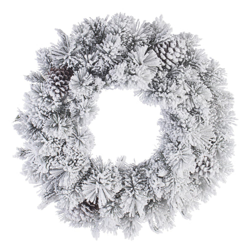 Ghirlanda tonda natalizia Arves innevato color Bianco dietro porta decorazione Natalizia