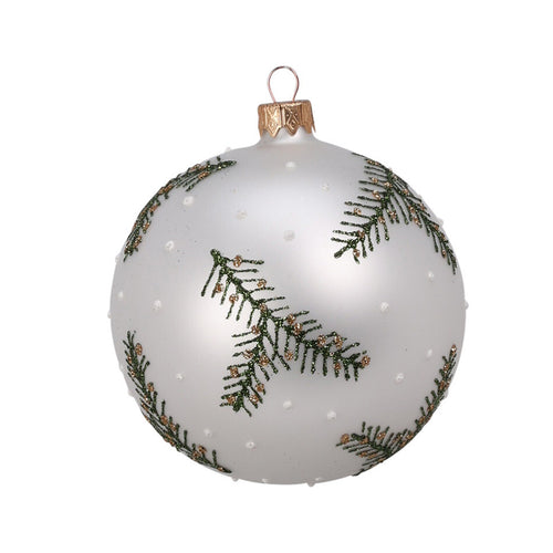 Palline per albero di Natale, in Vetro, con foglie decorative, Ø 100 mm, 6 pezzi