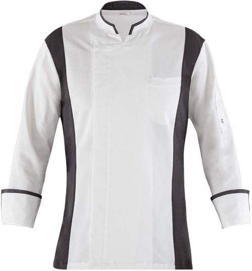 Giacca Alec Bianco Giacca Cuoco con Inserti Grigi Elastcizzata
