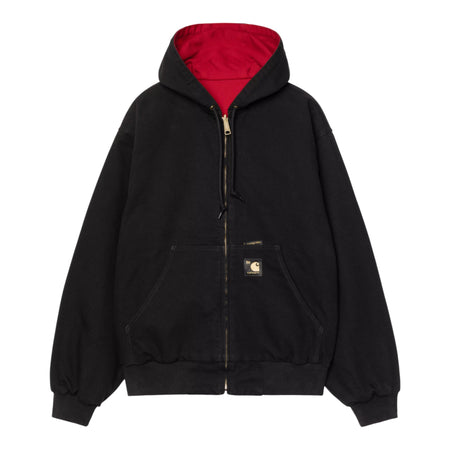 CARHARTT WIP giacca carhartt wip 5o years anniversary og active jacket canvas - black / usa red rinsed da uomo