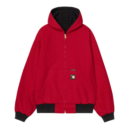 CARHARTT WIP giacca carhartt wip 5o years anniversary og active jacket canvas - black / usa red rinsed da uomo