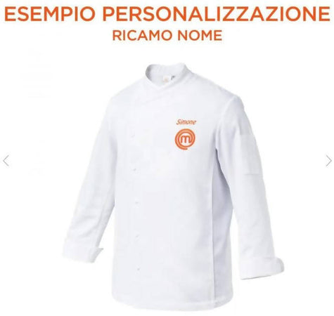 Giacca Cuoco Masterchef Originale Siggi Con Nome Ricamato Idea Regalo Giacca Cuoco 100% Cotone 190 Grammi Con Bottoni Automatici