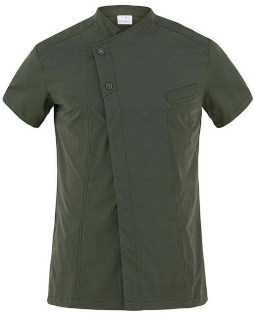 Giacca Harry Verde Militare Casacca Uomo Manica Corta No Stiro Elasticizzata Traspirante Superleggera