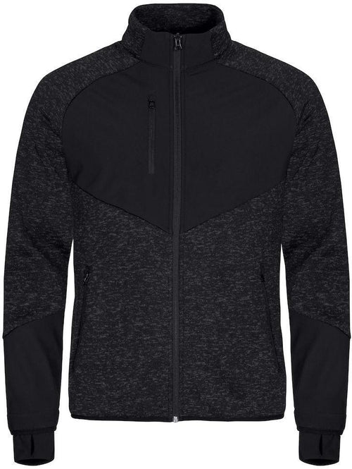 Giacca in Pile Clique Haines Nero con Inserti in Softshell Giubbino Antivento Rinforzato con Tasche Zip Intera