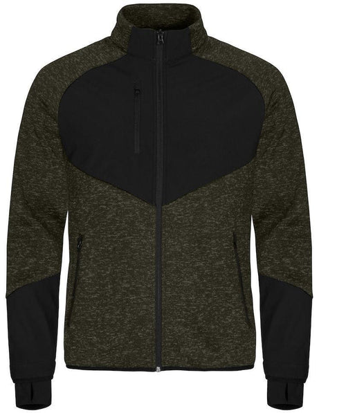 Giacca in Pile Clique Haines Verde Bamboo con Inserti in Softshell Giubbino Antivento Rinforzato con Tasche Zip Intera