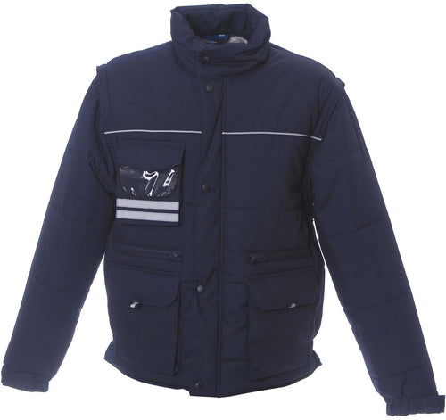 Giacca New Scotland Blu Giubbino da Lavoro Maniche Staccabili Industria Officina Magazzino