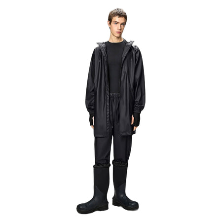 RAINS giacca rains unisex antipioggia long storm breaker w3 - black da uomo