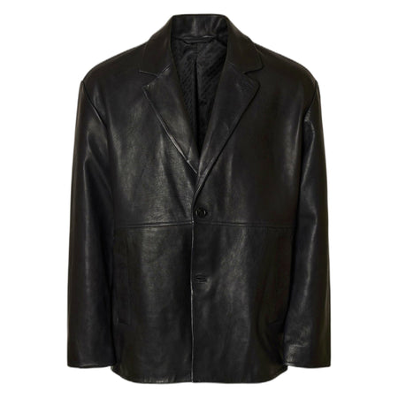 SELECTED HOMME giacca selected homme grain leather hybrid blazer - black da uomo