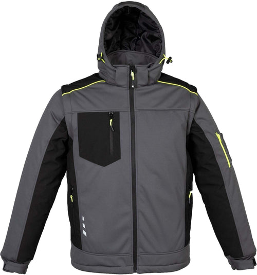 Giacca Softshell Imbottita Grigio con Maniche Staccabili Giacca Antivento con cappuccio