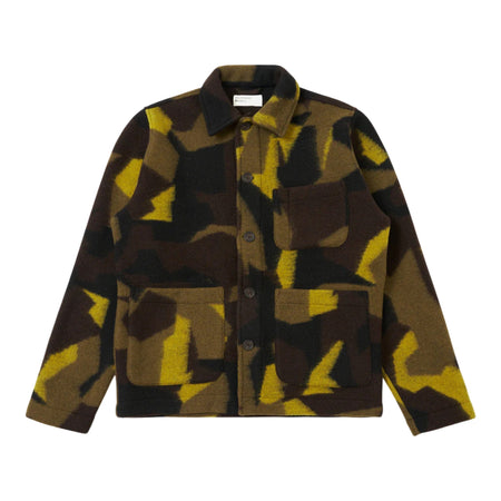 UNIVERSAL WORKS giacca universal works field jacket swede camo fleece - camo da uomo