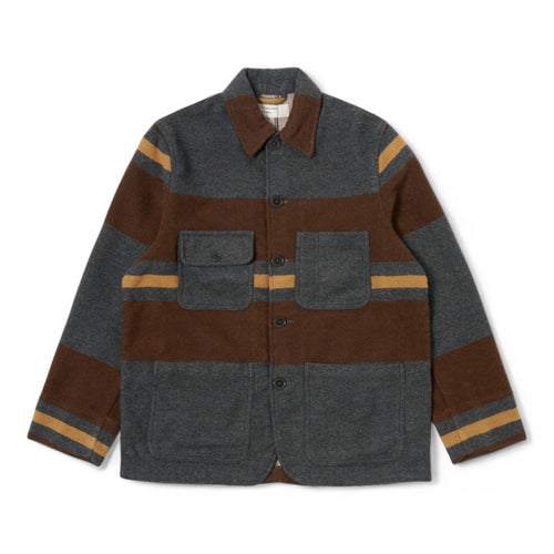 UNIVERSAL WORKS giacca universal works merchant - charcoal stripe da uomo