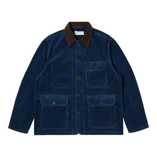 UNIVERSAL WORKS giacca universal works utility jacket recycled indigo cord - indigo da uomo