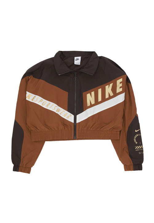 Nike Giacca Tuta Corta Donna W Sportswear Woven Jacket Velvet Brown/lt British Tan/sail da donna