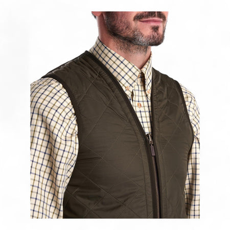 BARBOUR gilet barbour polarquilt waistcoat zip liner - olive da uomo