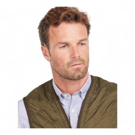 BARBOUR gilet barbour polarquilt waistcoat zip liner - olive da uomo