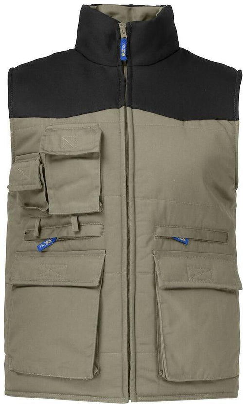 Gilet Imbottito Beige Projob Multitasche Bicolore Gilet Meccanico Magazzino Industria