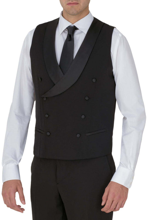 Gilet Raschel Nero Gilet Uomo Collo Sciallato Elasticizzato Cameriere Ricevimento